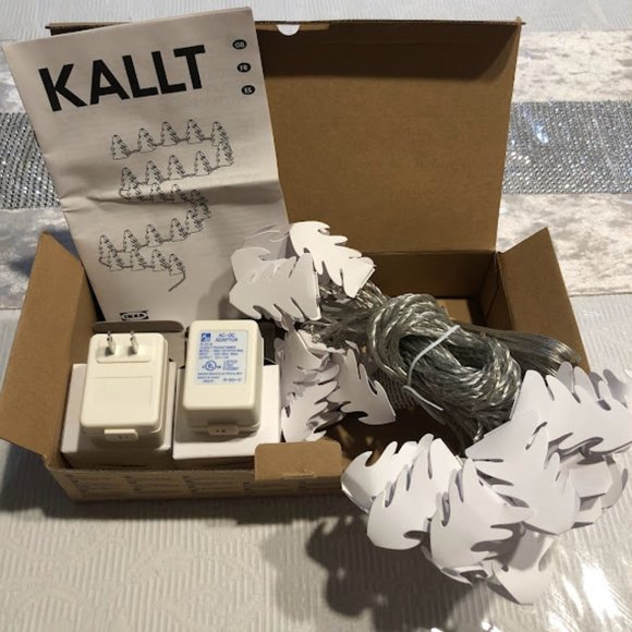 SET of 2 - IKEA KALLT string light garland, white leaf - Picture 4 of 8